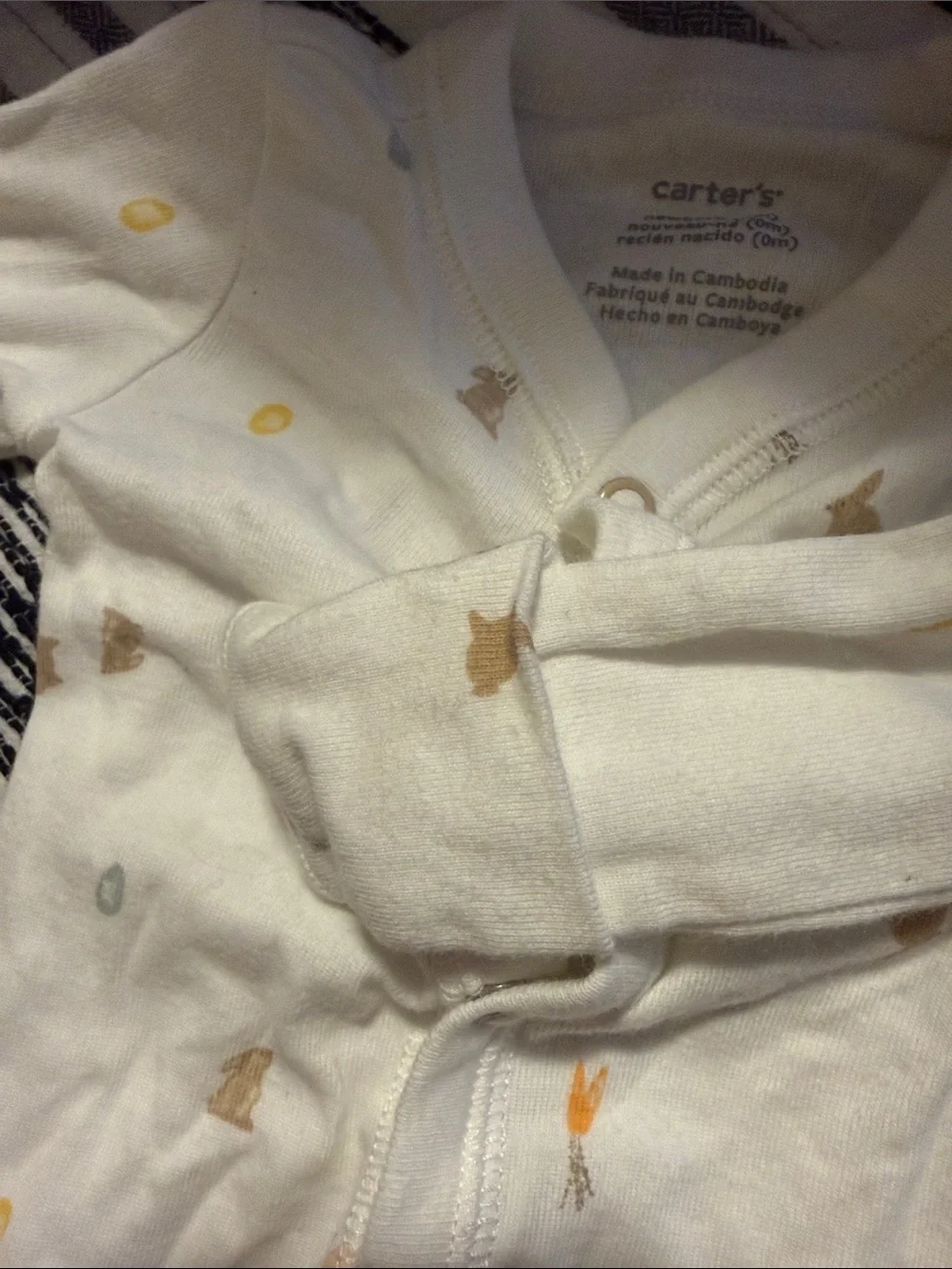 Carter's White Footed One-Piece with Neutral Animal Motifs